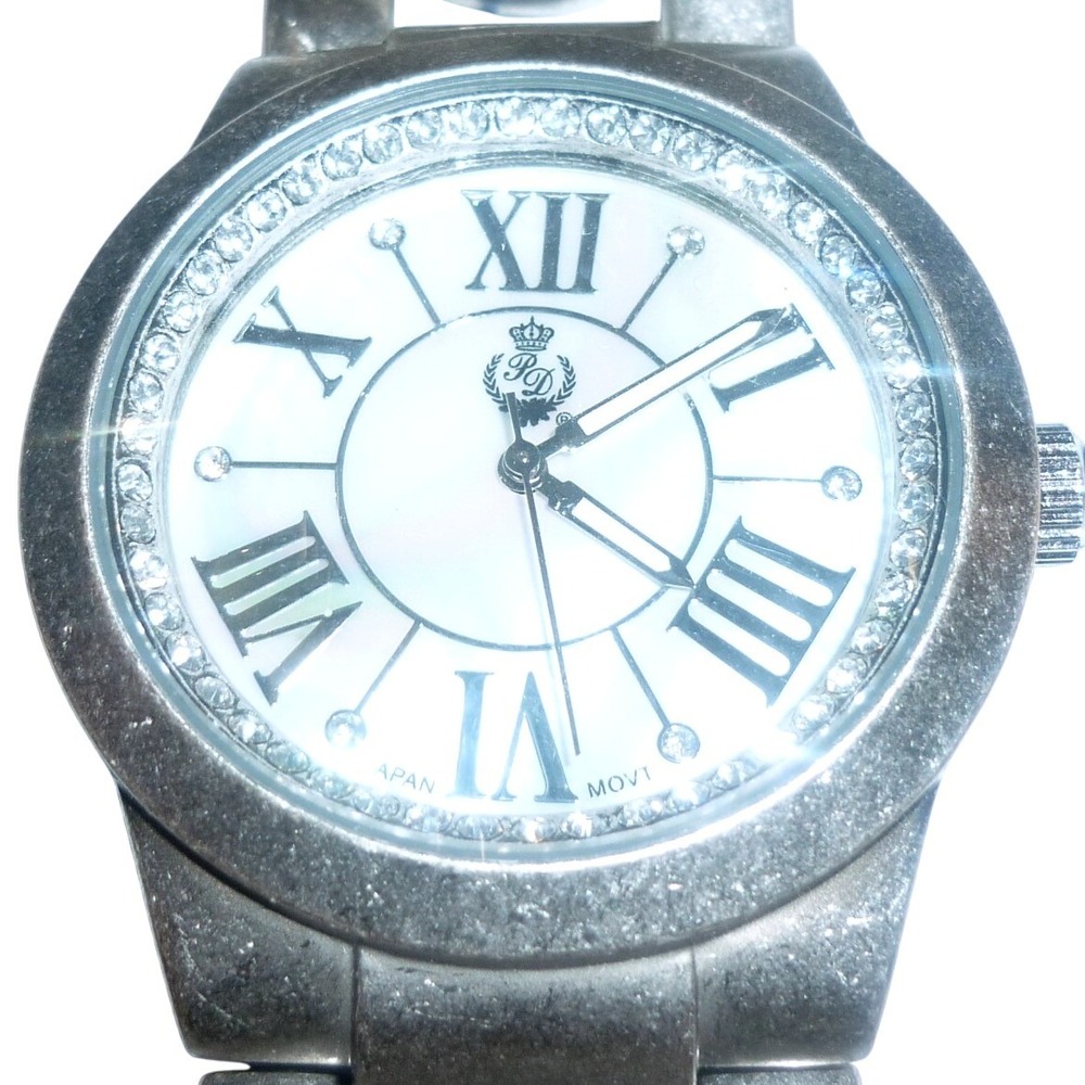 Premiere Designs Watch‎ 9429 Silver Tone Chain Link Mother of Pearl Rhinestone